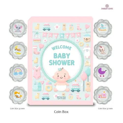 8 GRAM SILVER COIN BOX - BABY SHOWER