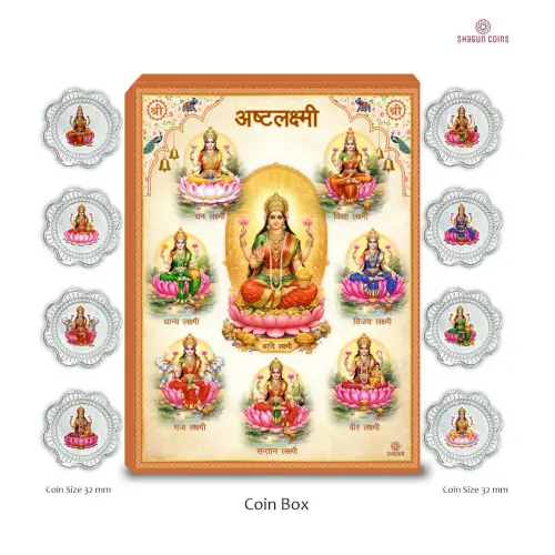 8 GRAM SILVER COIN BOX - ASTHA LAXMI
