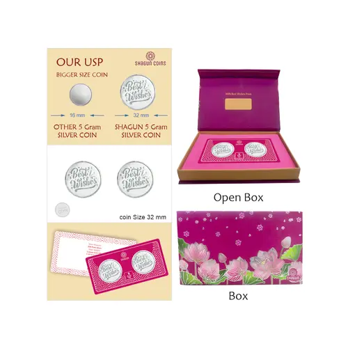 5 GRAM SILVER COIN SET WITH BOX - Best Wishes