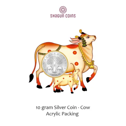 NNEW SHAPE 10 GRAM SILVER COIN - STANDARD -  Cow