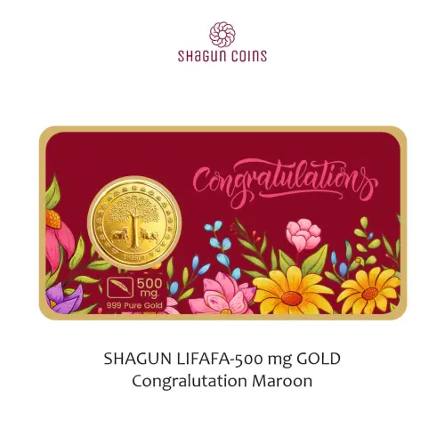 SHAGUN LIFAFA-500 mg. GOLD - congralutation maroon
