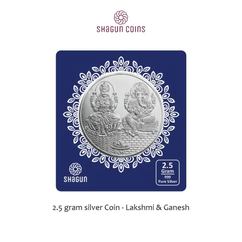 2.5 GRAM SILVER COIN BIG SIZE - 38MM - Ganesh lakshmi  without box