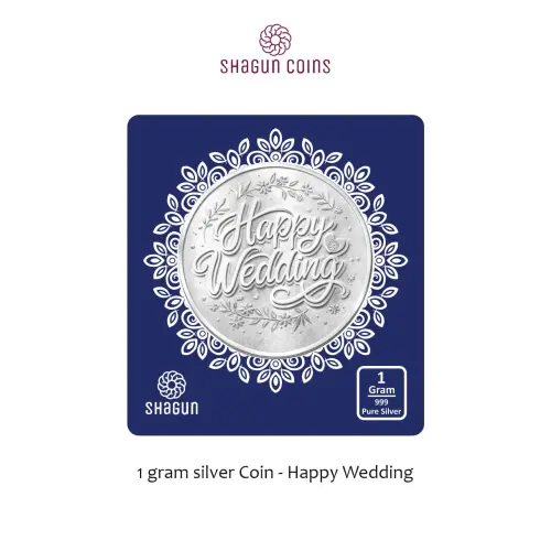 1 GRAM SILVER COIN BIG SIZE - 32MM -  happy wedding without box