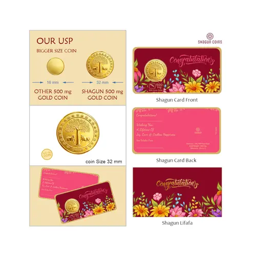 SHAGUN LIFAFA-500 mg. GOLD - congralutation maroon