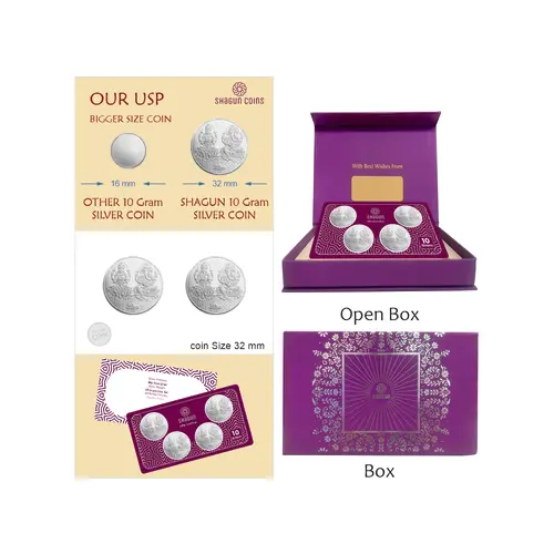 10 GRAM SILVER COIN SET WITH BOX - Ganesh lakshmi