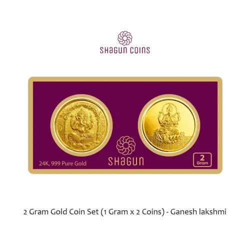 2 GRAM GOLD COIN SET NEW  (1 GRAM x 2 COINS) Ganesh lakshmi
