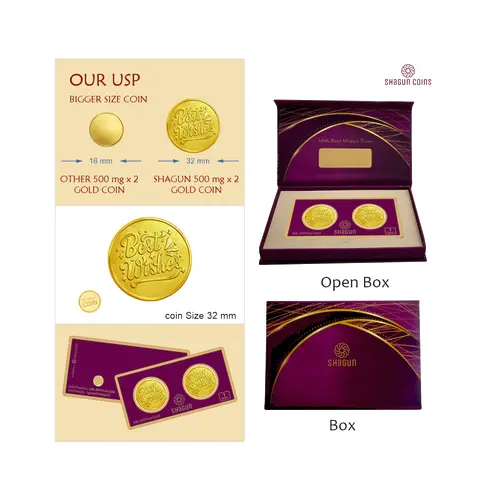 1 GRAM GOLD COIN SET NEW   (500 mg. x 2 COINS) Best wishes