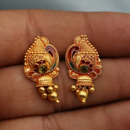 Kerala style gold earrings 22k