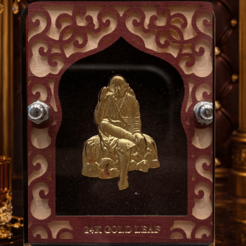 Sai Baba 24k Gold Photo Frame