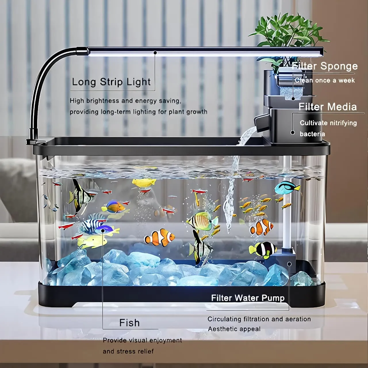Desktop Aquarium Fish Tank — view 5