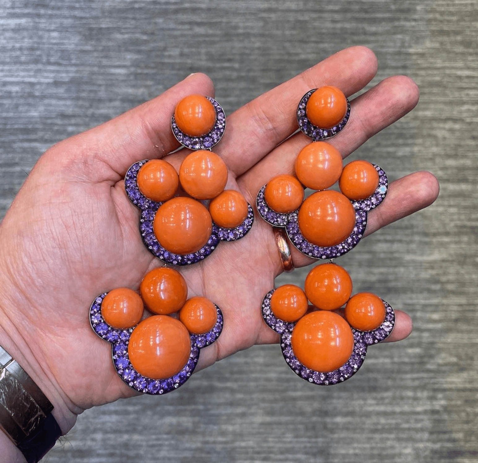 JAR Coral and amethyst earrings 