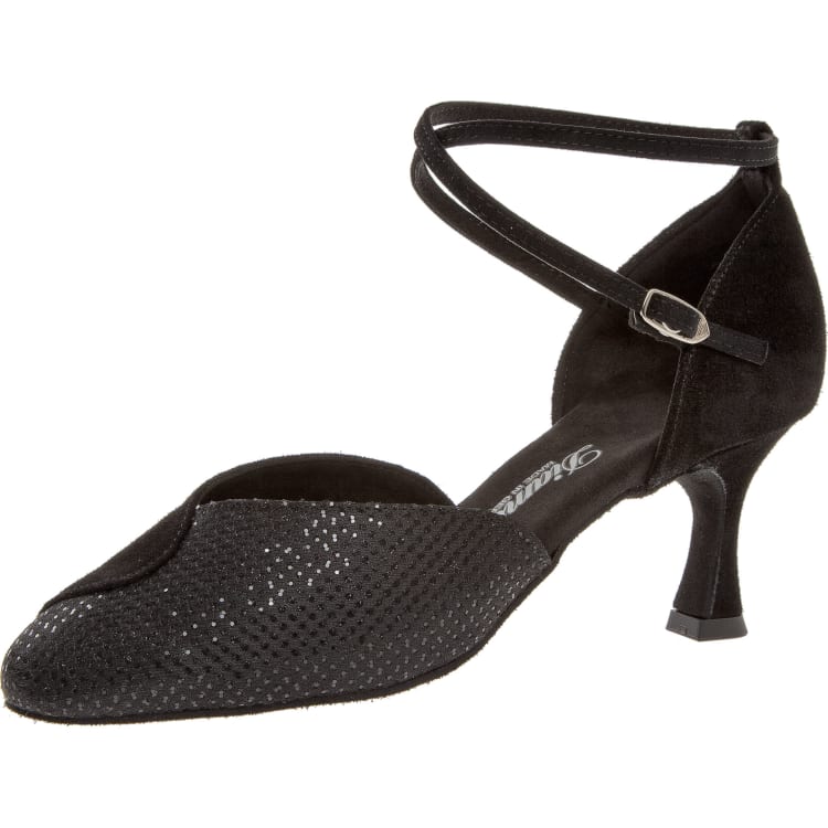 Ladies dance shoe Mod. 061 for Standard in black suede glitter