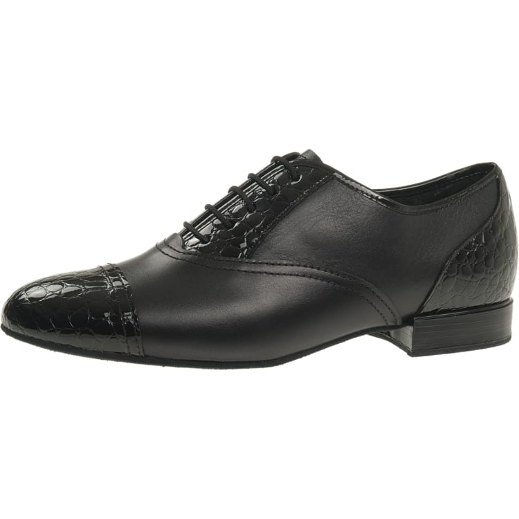 Mens dance shoe Mod. 077 for Standard in black leather / patent