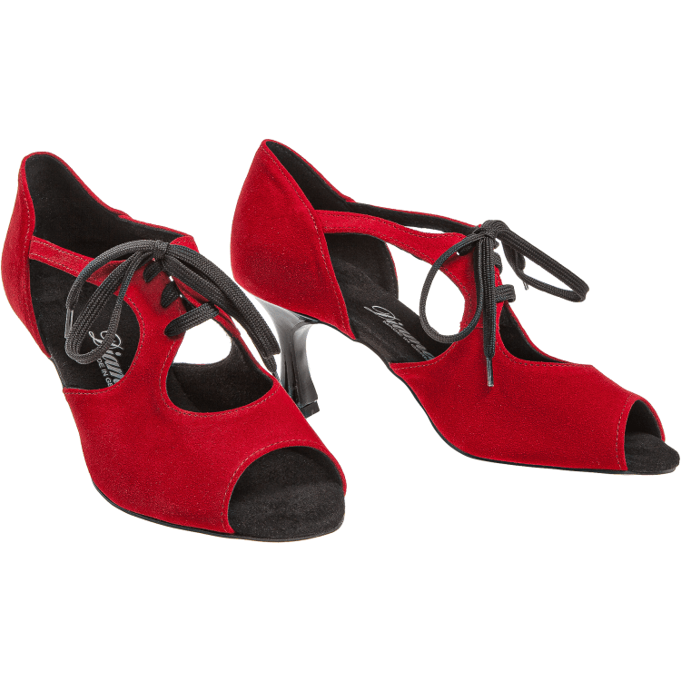 Damen-Tanzschuh Mod. 190 für Latein Velourleder / Schwarz in / Rot Lack