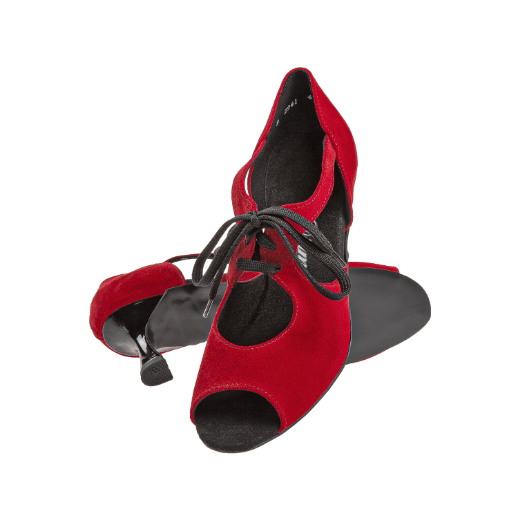 / Schwarz für Damen-Tanzschuh 190 Velourleder Mod. Lack / Latein in Rot