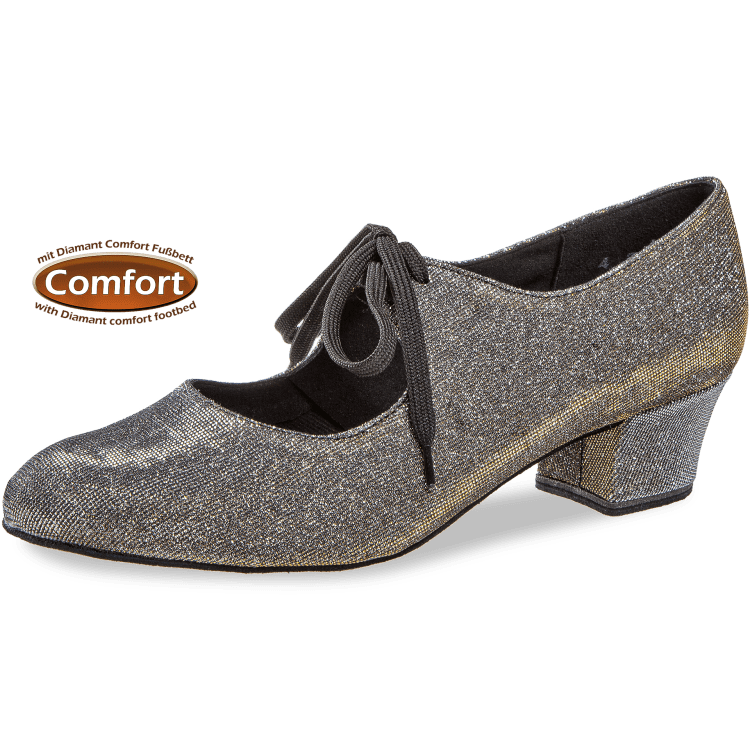 Ladies dance shoe Mod. 057 for Standard in black silver glitter