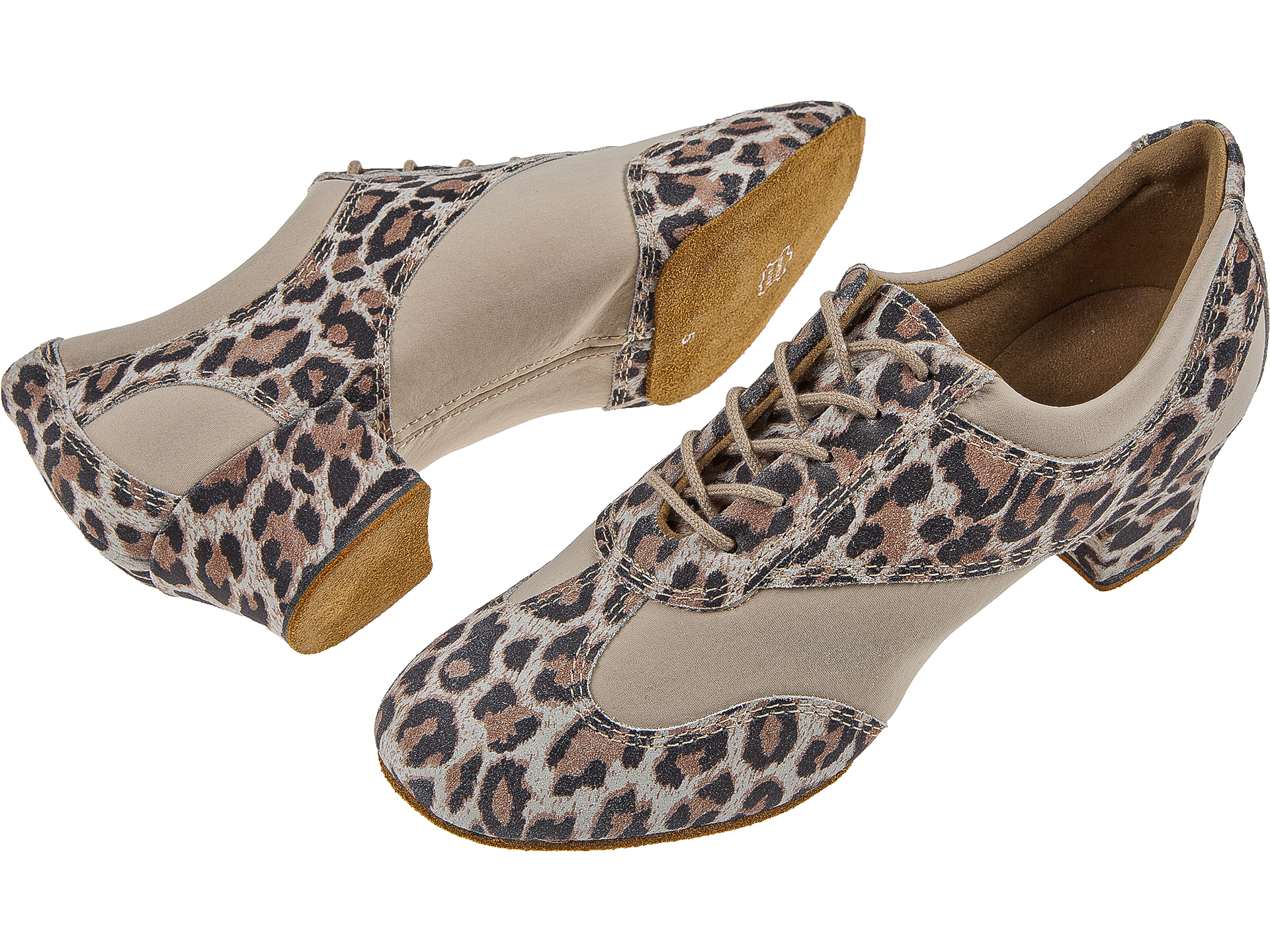 Leopard in Beige / Velourleder für Mod. Damen-Tanzschuh Trainer Gewebe 188 /