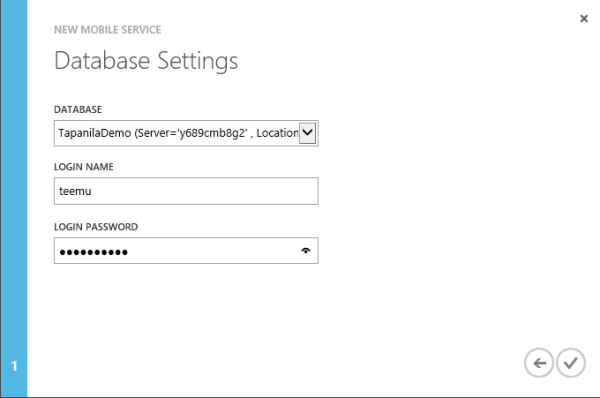 Create new Windows Azure Mobile Service using existing database 2