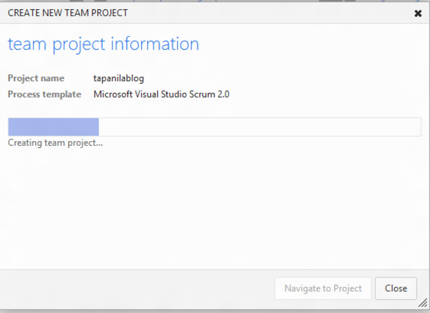 Creating new project progress