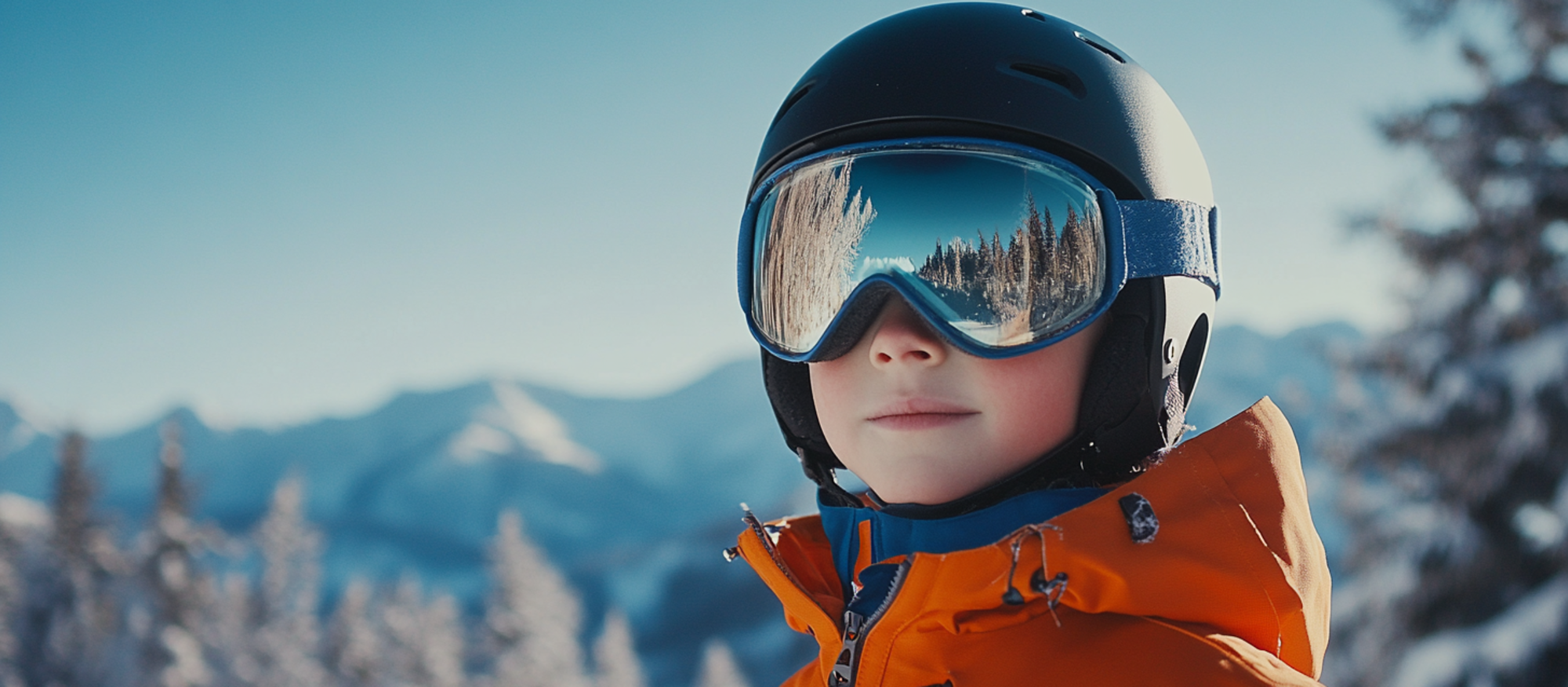 child skier enjoying the mountain tops