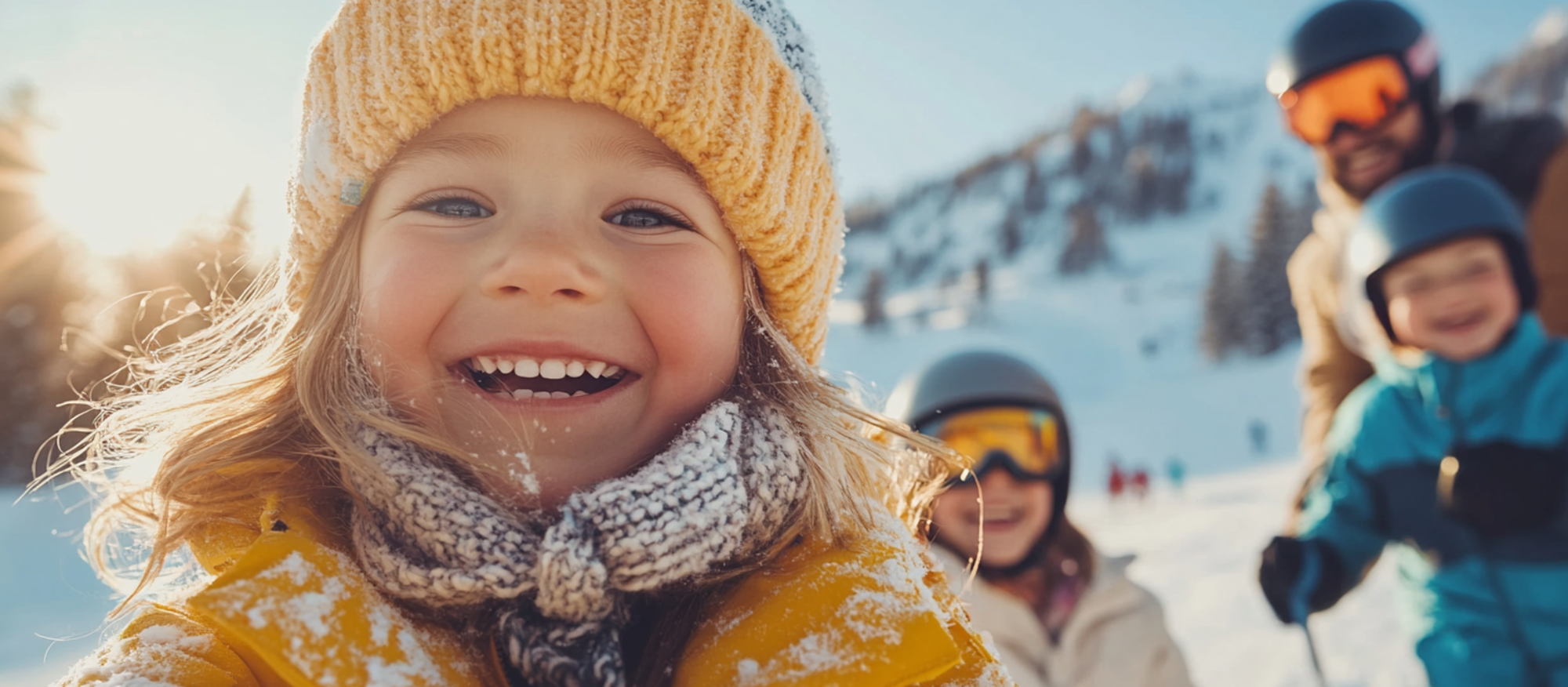 a family preparing for a day on the ski slopes