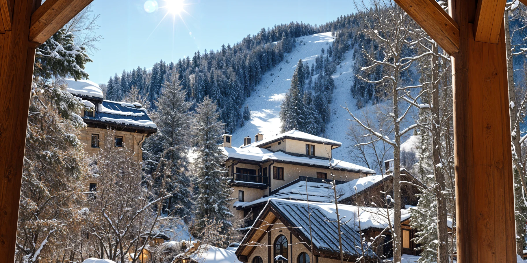 image of Alpine Village - bridge to shops and ski slopes