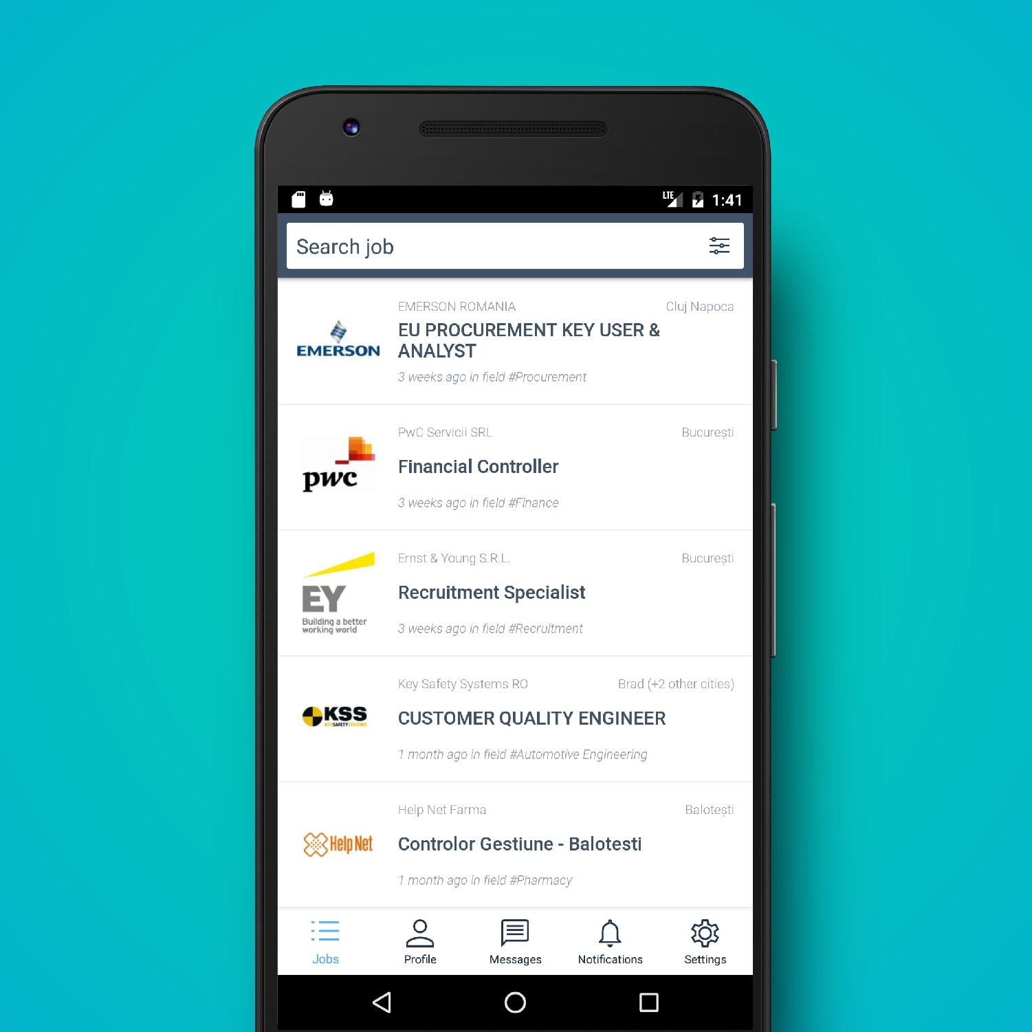 SmartDreamers Android app developed by tapptitude - Job search filters