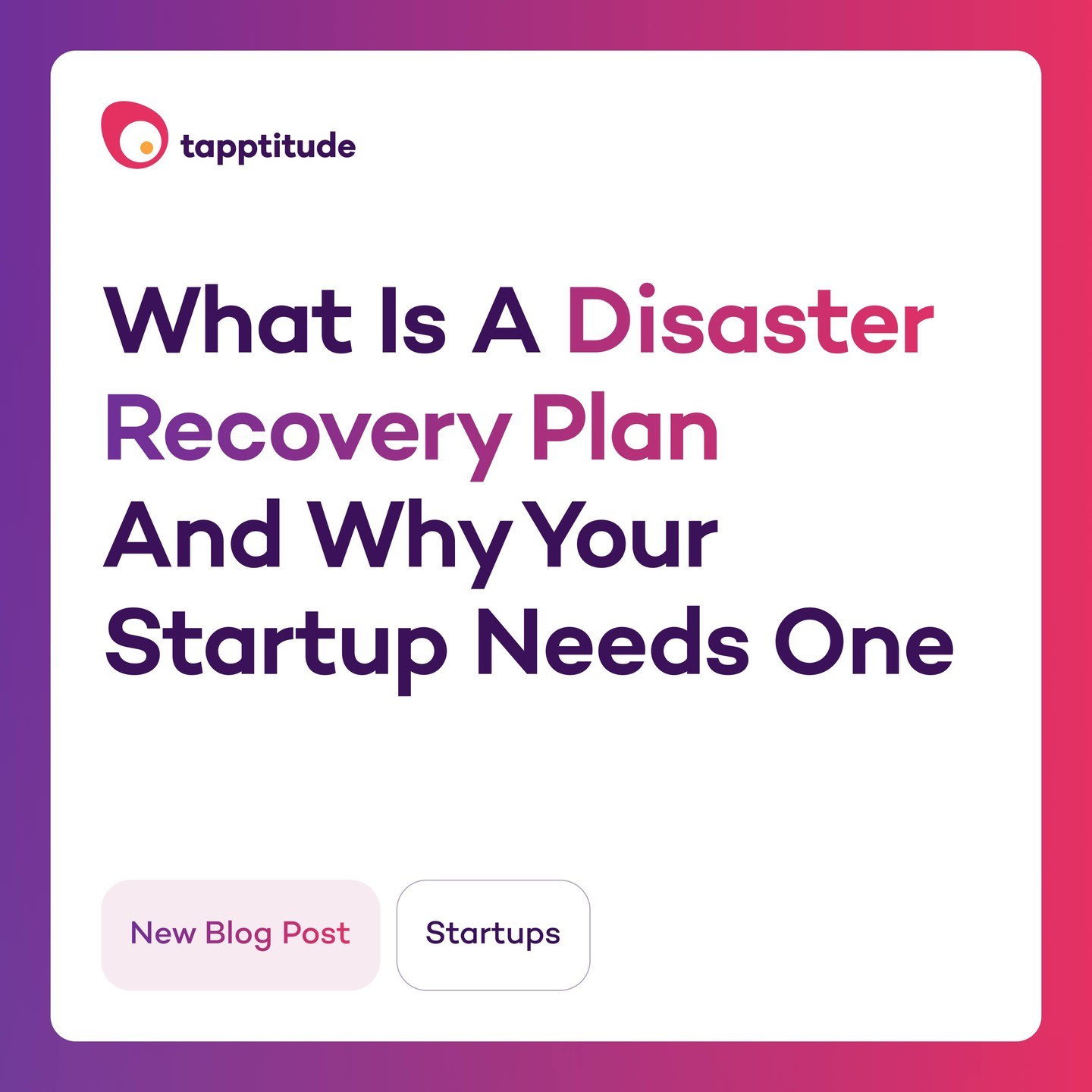 🚨 New Blog Alert!

We're excited to share our latest article on disaster recovery! 💥 At Tapptitude, ensuring the stability of our products is our top priority. Despite our best efforts, incidents can happen. That's why we've developed a comprehensive Disaster Recovery Plan tailored to each product.

Learn about the importance of disaster recovery, how our team handles incidents, and why rapid response is crucial.

Check it out now: https://tapptitude.com/blog/what-is-a-disaster-recovery-plan-and-why-your-startup-needs-one 

#tapptitude #tappsquad #disasterrecovery #tech #blogpost