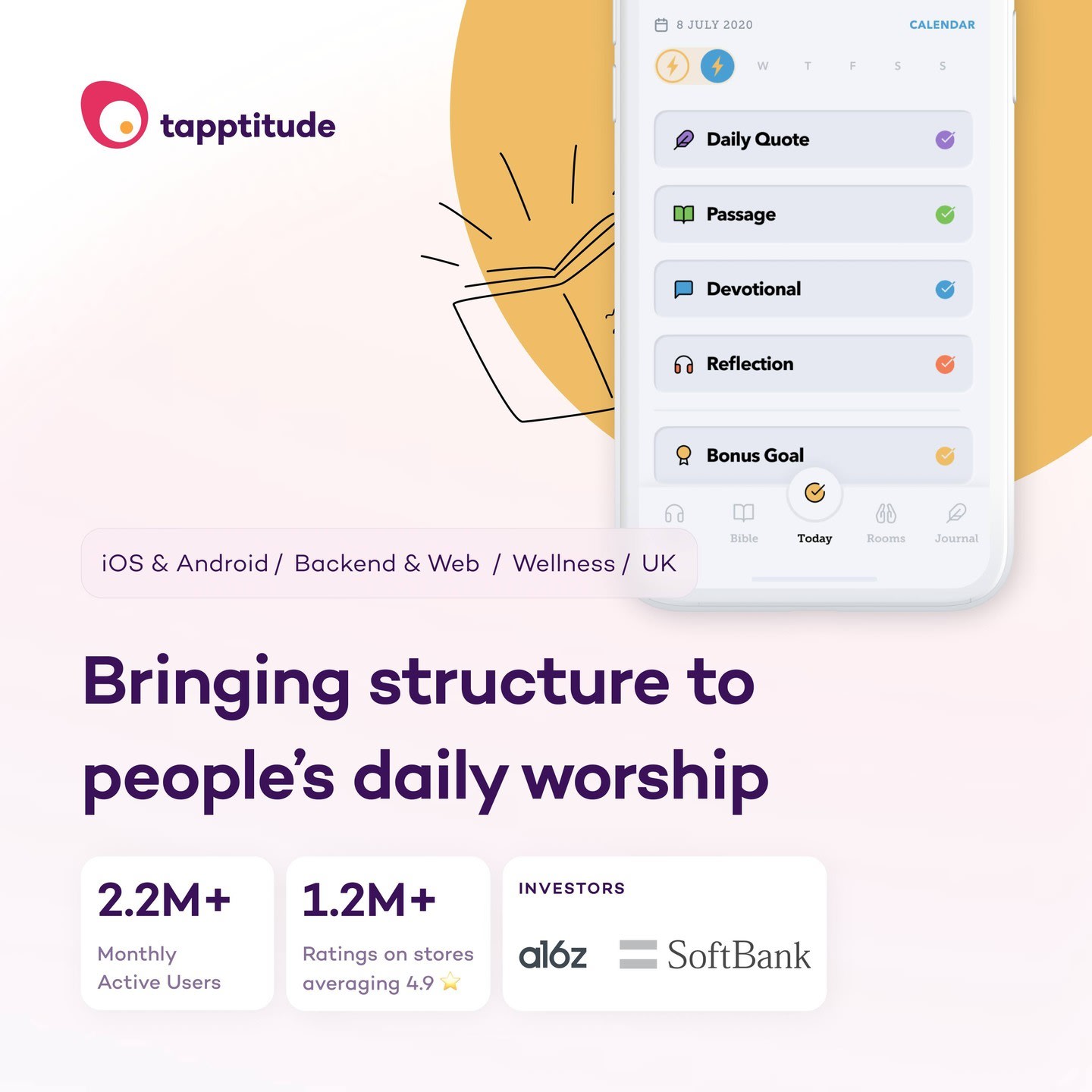 We're thrilled to share a new case study on our website featuring Glorify - the Christian Daily Worship app that helps you connect and reconnect with God daily. 🙏 

We've supported Glorify on its journey towards internationalization and launches in key regions including the UK, the US, and South America. 🌎 

And the results? 📈 Glorify is now the leading Christian Daily Worship app worldwide, touching the lives of millions every single week, with over 16M downloads.

➡️ Check out the full case study: https://tapptitude.com/case-studies/glorify 
➡️ Enjoy the app: https://glorify-app.com/ 

Ready to embark on your next app development journey with confidence? Start your project with us today and see your ideas come to life. 

#tapptiude #tappsquad #glorify #dailydevotion #wellness #ios& android