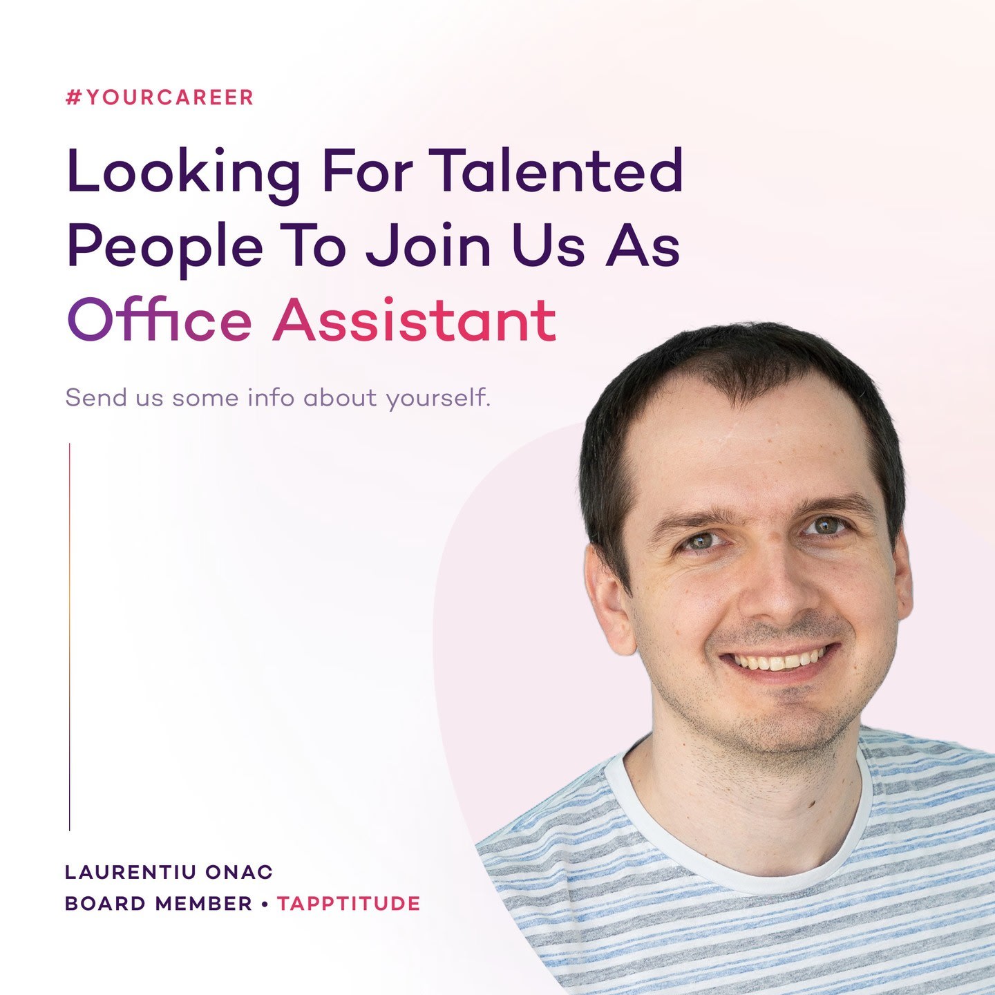 Are you the master of organization, a wizard with office supplies, and a pro at administrative work? 

Join the #TappSquad at Tapptitude as an Office Assistant! 

Apply with the link in the bio, attach your CV in English, and share why you're the perfect fit for Tapptitude. 

Let's make amazing things happen together!