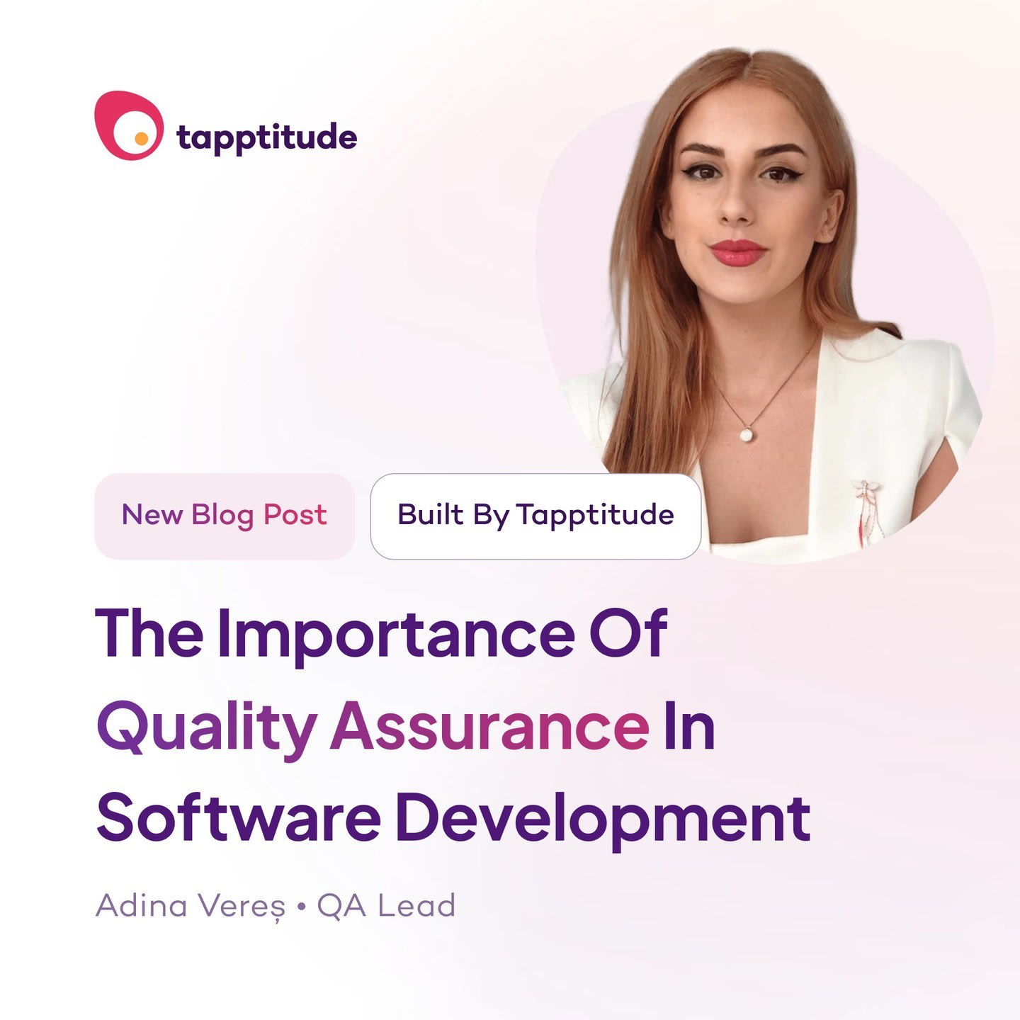Check out a new blog post where we share the knowledge and expertise of people within our team.

Adina’s article underscores the vital contribution of QA in delivering reliable software products. By embracing QA, we improve software quality, and build user loyalty, ensuring a maximum return on investment for our clients. 

Read the full article in the bio.

Looking to collaborate with Tapptitude on your next project? We’d love to bring our expertise to your team. Reach out to us today and let's create something amazing together! 

#tapptitude #tappsquad #softwaredevelopment #qualityassurance
