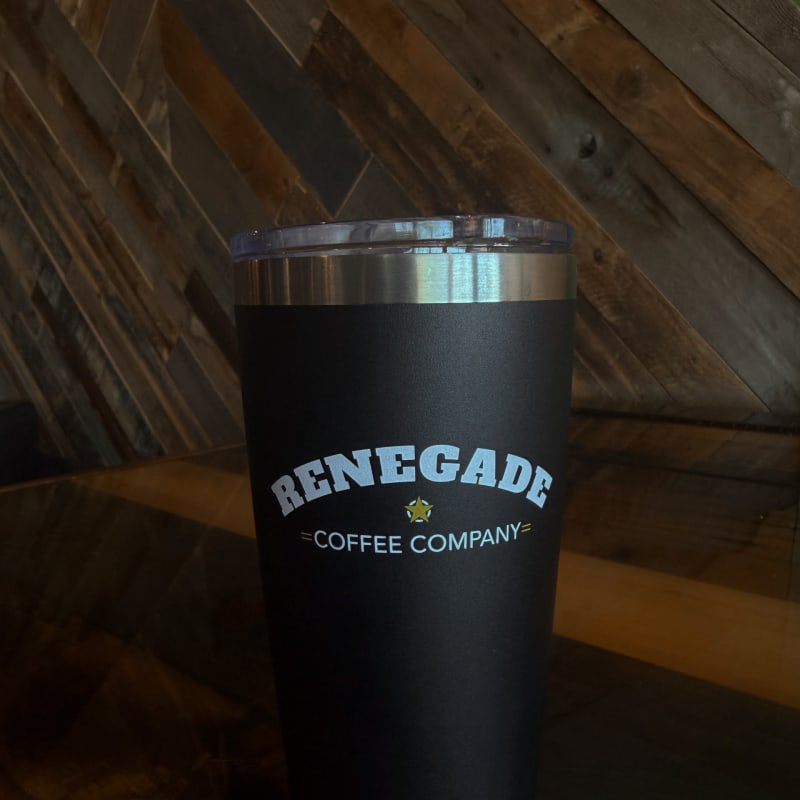A black 20 oz Renegade tumbler