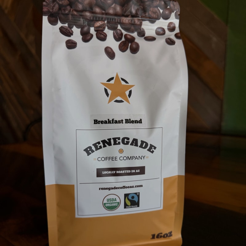 A bag of Renegade Coffee Company whole bean coffee