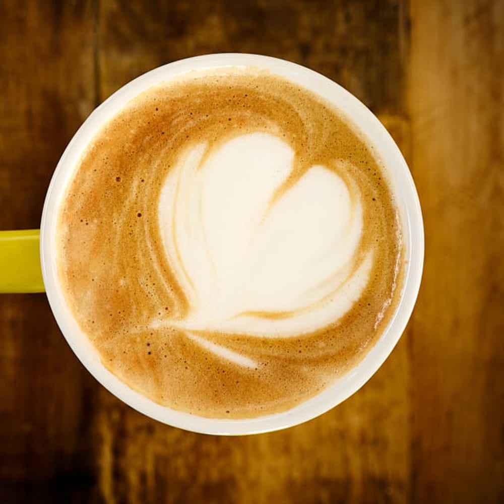 A Renegade latte with latte art