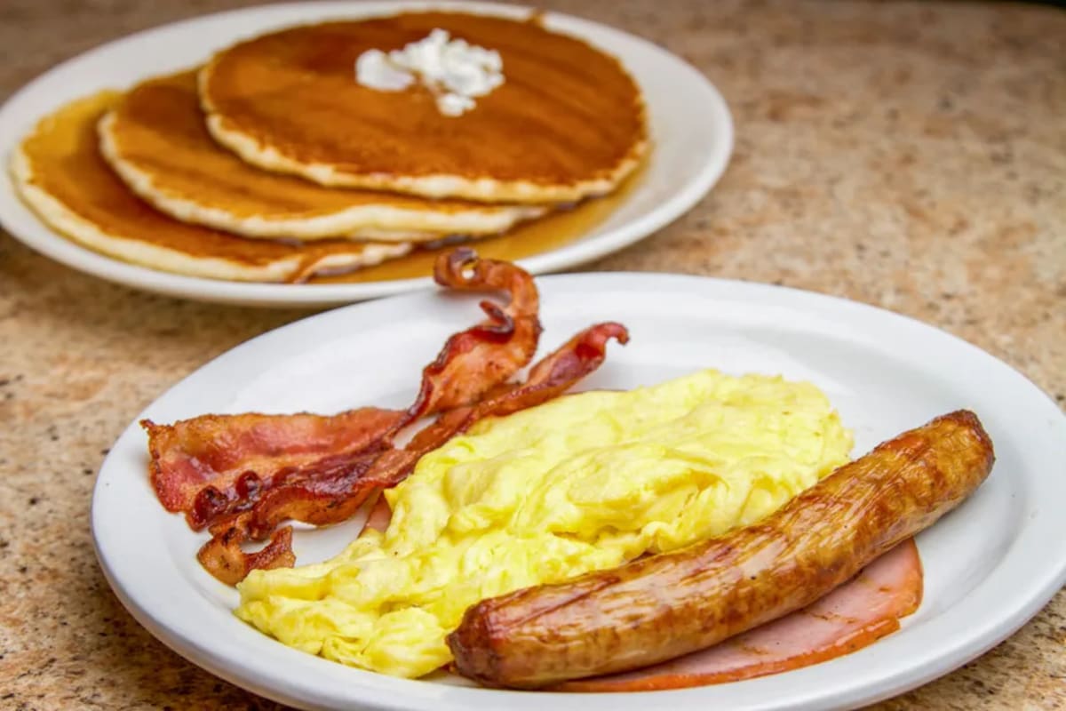 Deluxe pancake stack with butter