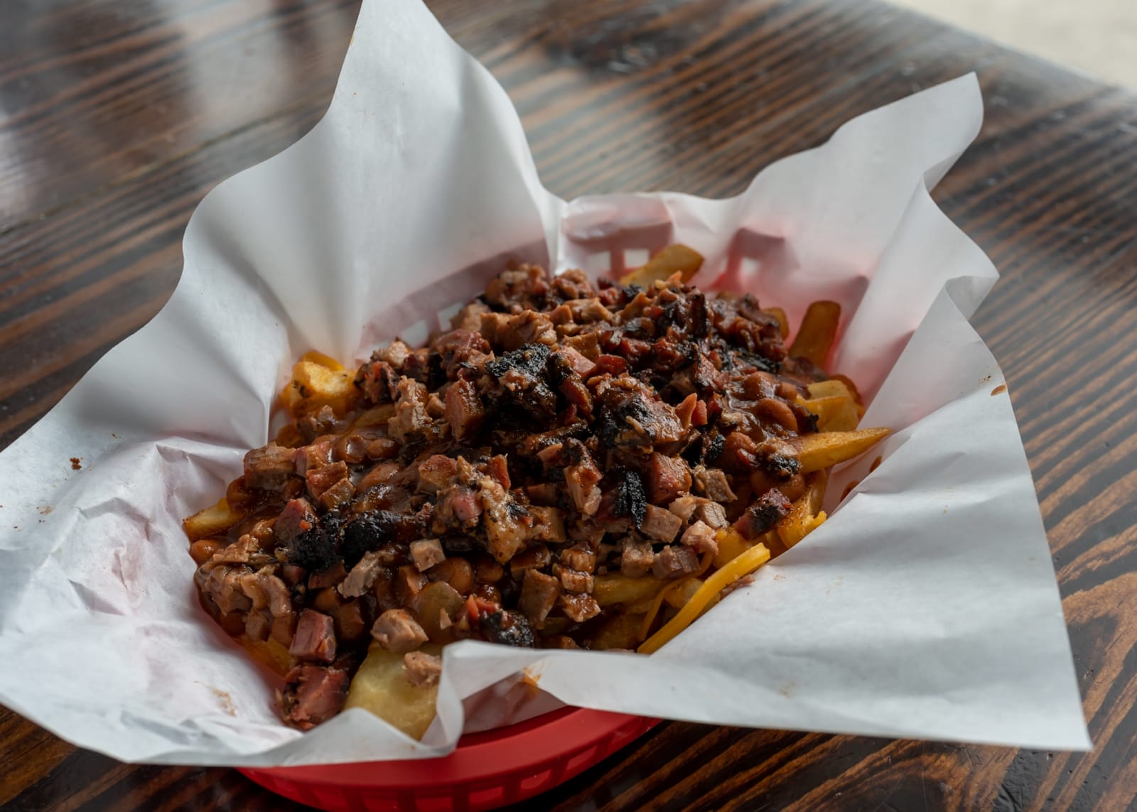 Jake Fries, french fries loaded with chopped brisket