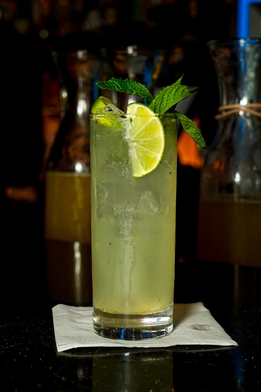 A mint and lime cocktail on the Chocolat bar