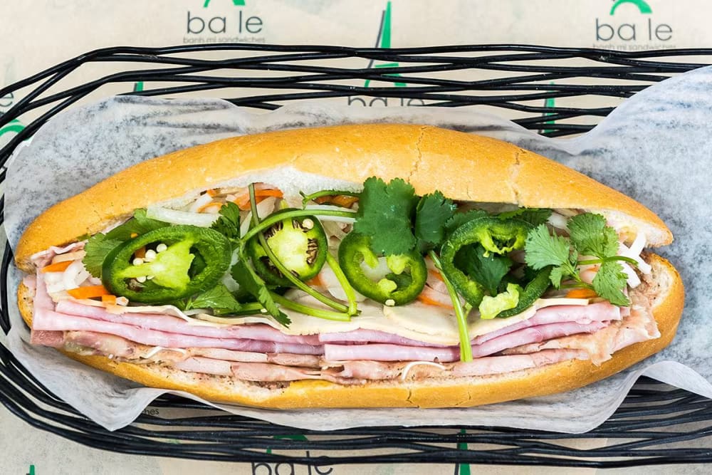 Bánh mì on a fresh baguette