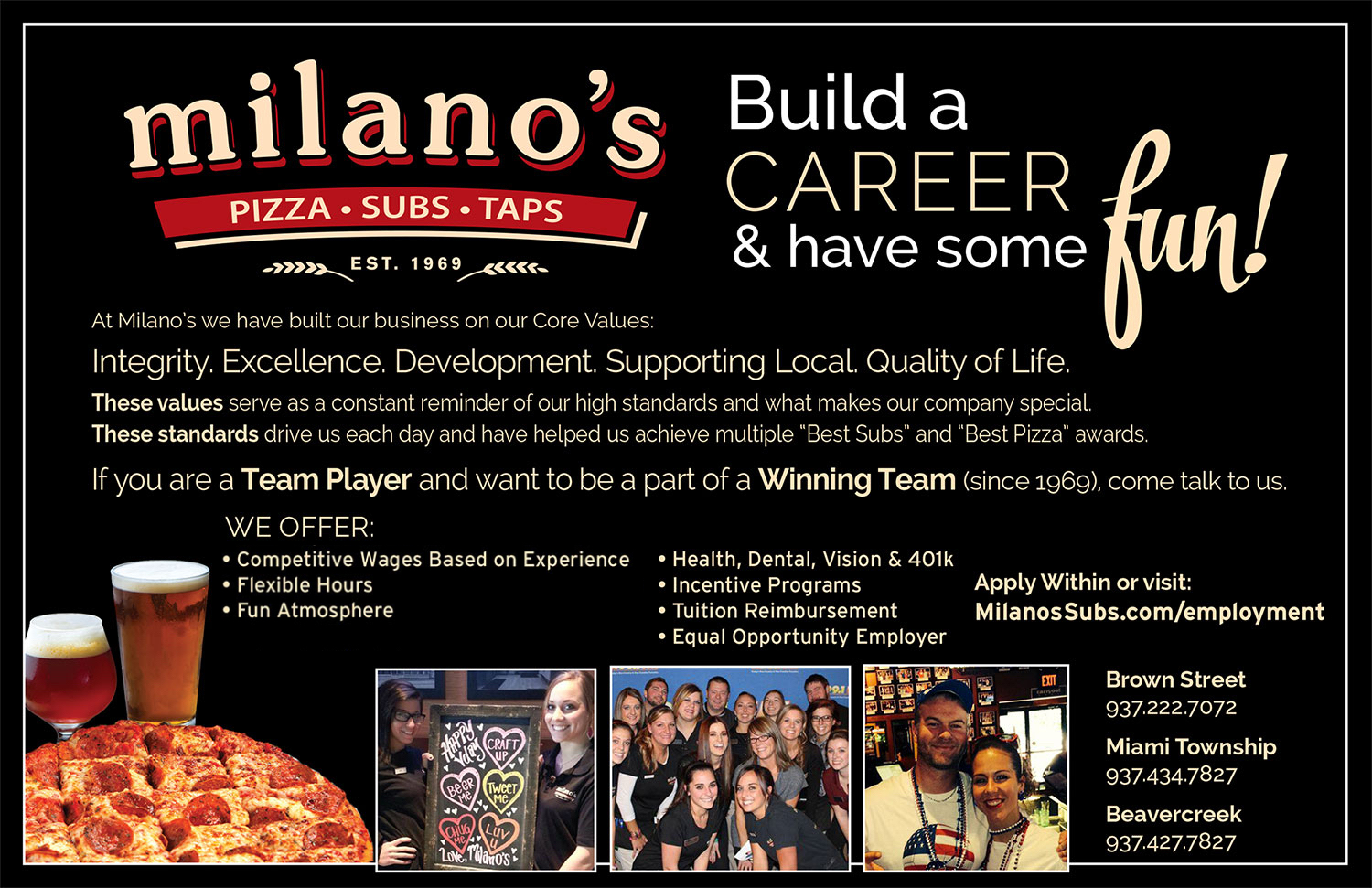 Milano's Pizza Subs and Taps careers — now hiring