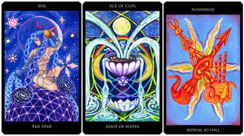 The Star - Ace of Cups -2 of Wands reversed from the Rosetta Tarot