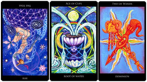 The Star reversed - Ace of Cups - 2 of Wands from the Rosetta Tarot