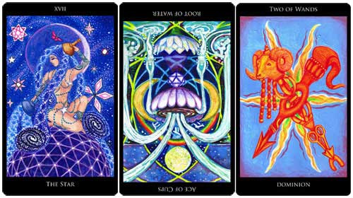 The Star - Ace of Cups reversed - 2 of Wands from the Rosetta Tarot