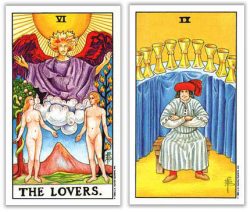 lovers and nine of cups