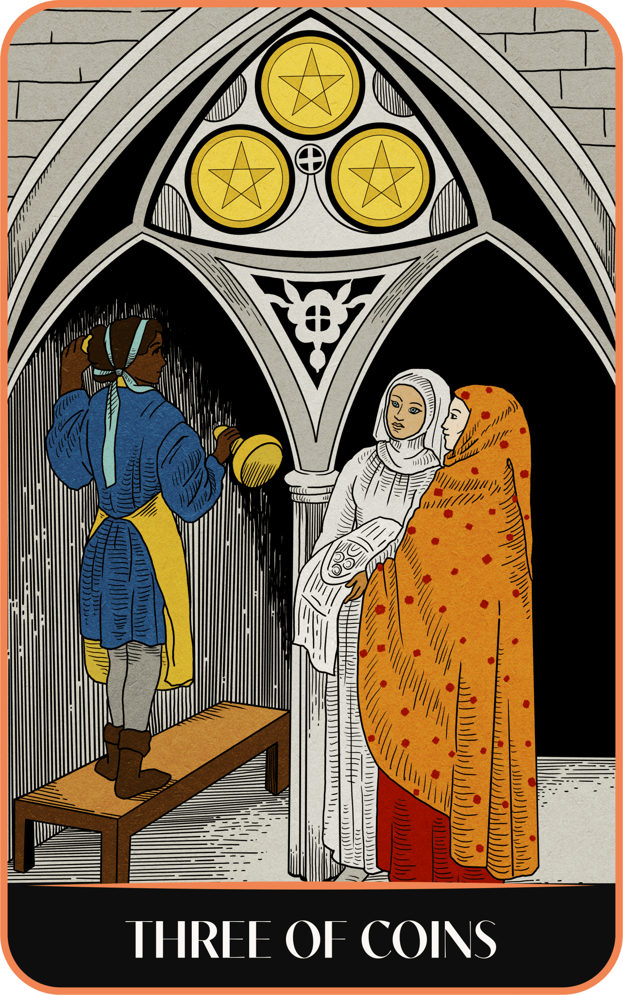 A tarot a day #20 - Tre di Denari