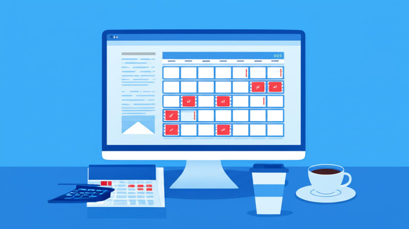 Digital calendar showing tax filing deadlines with automatic holiday adjustments