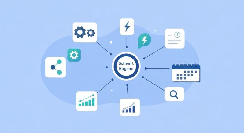 Automation workflow showing TaskCalendars webhook triggers connecting to Zapier and Make