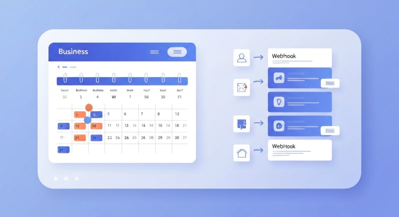 Dashboard showing scheduled webhook triggers aligned with business calendar dates