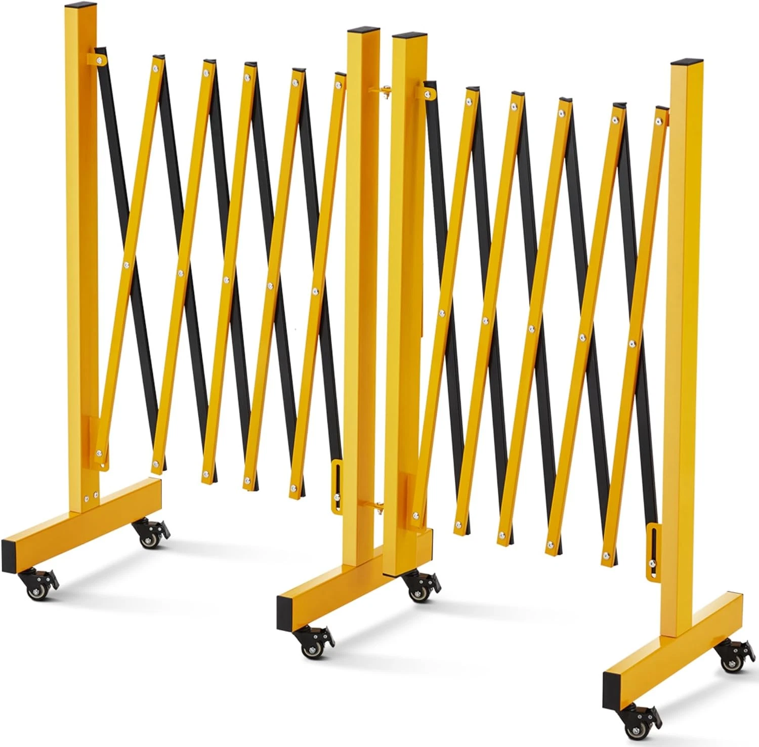 11FT Portable Expandable Metal Barricade Gate with Wheels