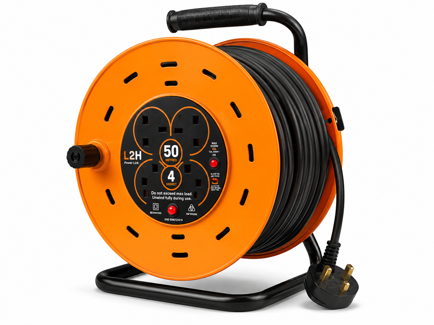 Heavy Duty 4mm by 50m Cable Reel Extension Socket