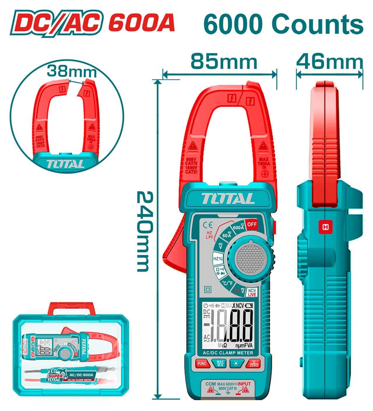 TOTAL DC/AC Clamp Meter 600A (TMT766002)